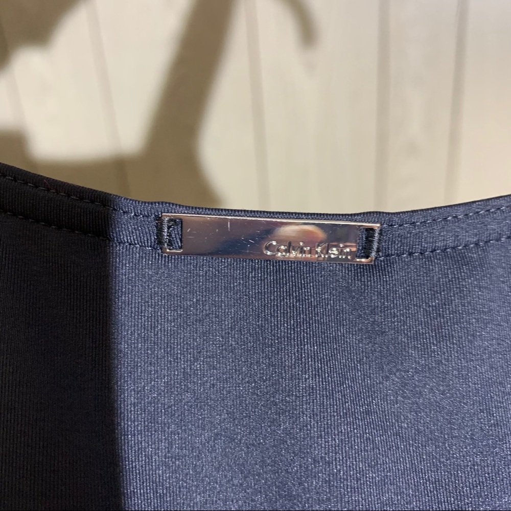 Calvin Klein Ruched Panel Solid Pleated One Piece - image 3